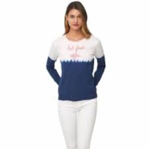 NWT Beach Lunch Lounge Tie Dye Pullover S “But First Coffee”